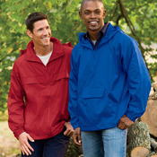 UltraClub Adult 1/4-Zip Hooded Pullover Pack-Away Jacket