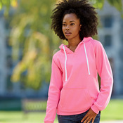 J.America Ladies' Brushed V-Neck Hooded Fleece